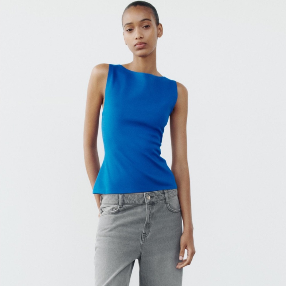 zara cotton blend tank top
